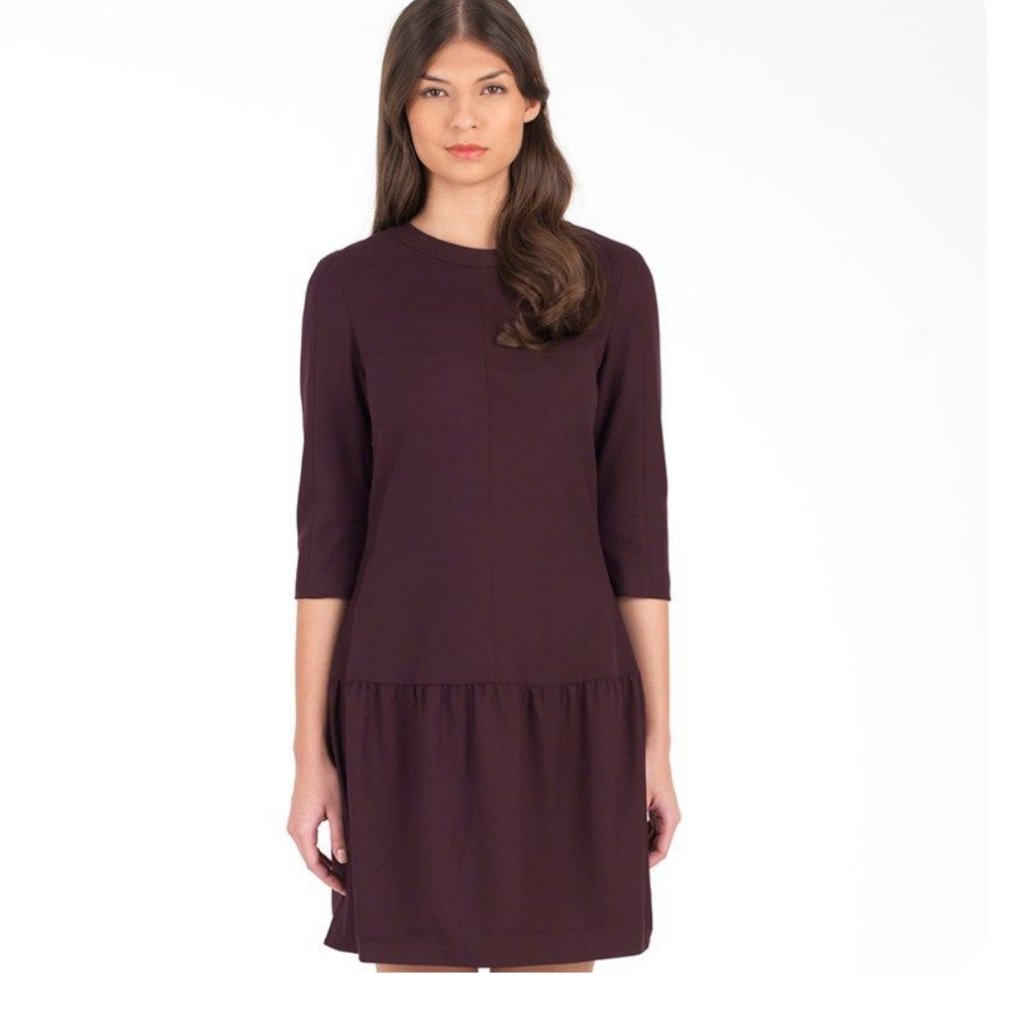 Ted Baker Orrih Gathered Skirt Dress Maroon Burgundy Size 1 Nwot
